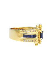 18K Sapphire and Diamond Design Ring in Gold/Blue