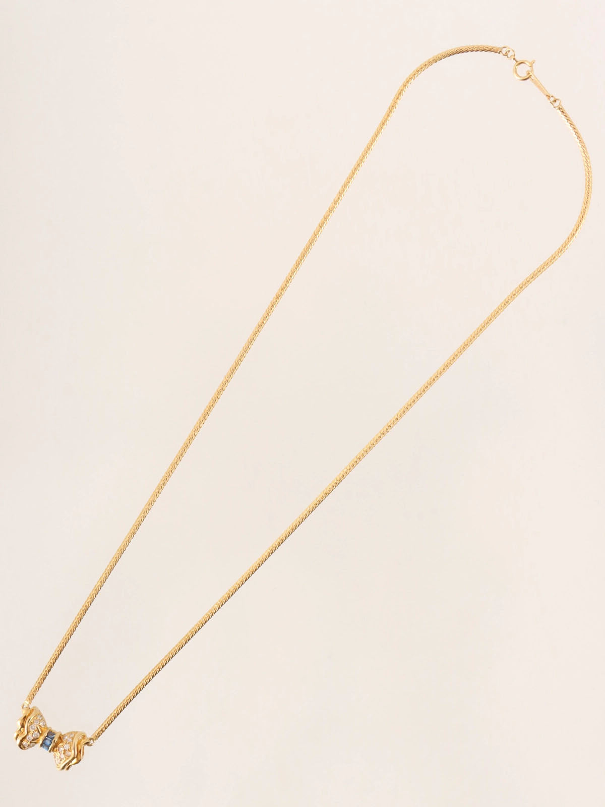 18Kダイヤモンドリボンモチーフネックレス ゴールド/ブルー