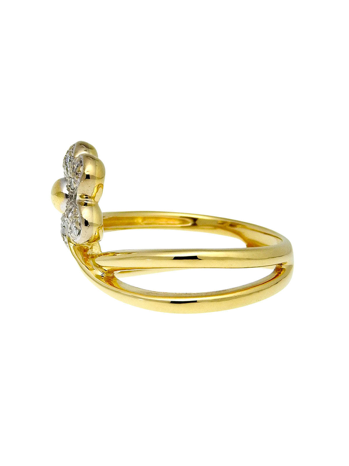 18K Gold Diamond Flower Motif Ring