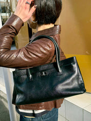 キャビアスキン2.55エグゼクティブトートバッグ ブラック