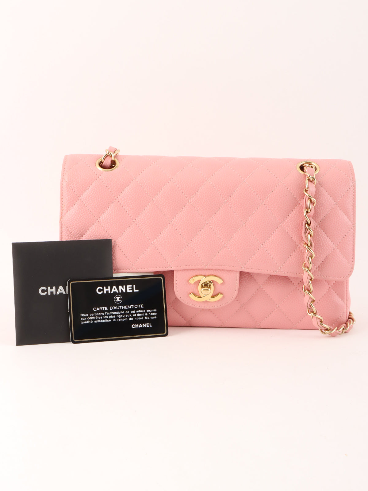 2003 Caviar Skin Classic Flap Chain Bag, 25cm, Pink
