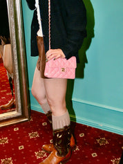 2003年鱼子酱纹经典翻盖链条包迷你粉色