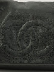 2009年頃製 キャビアスキンCCマークステッチチェーンワンショルダーバッグ ダークグレー