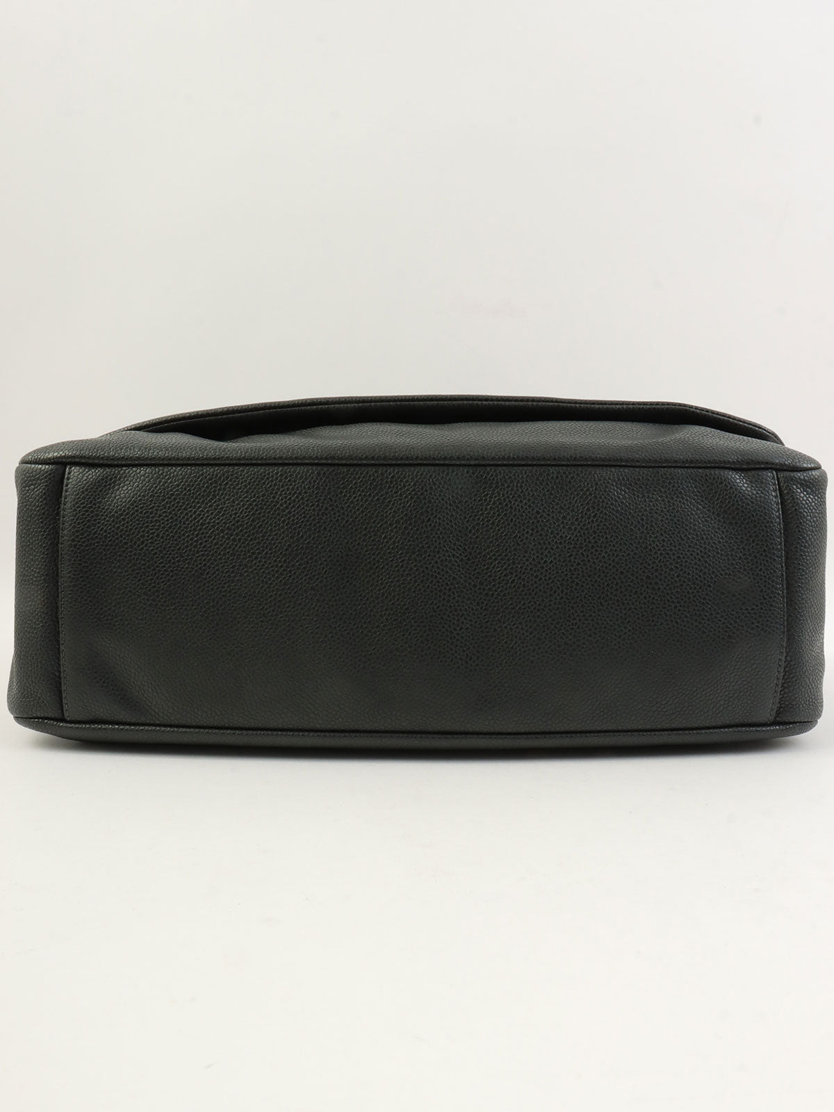 2009年頃製 キャビアスキンCCマークステッチチェーンワンショルダーバッグ ダークグレー