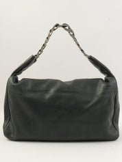 2009年頃製 キャビアスキンCCマークステッチチェーンワンショルダーバッグ ダークグレー