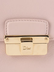 Leather logo plate chain shoulder bag in baby pink