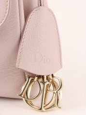 Leather logo plate chain shoulder bag in baby pink