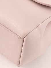 Leather logo plate chain shoulder bag in baby pink