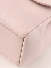 Leather logo plate chain shoulder bag in baby pink