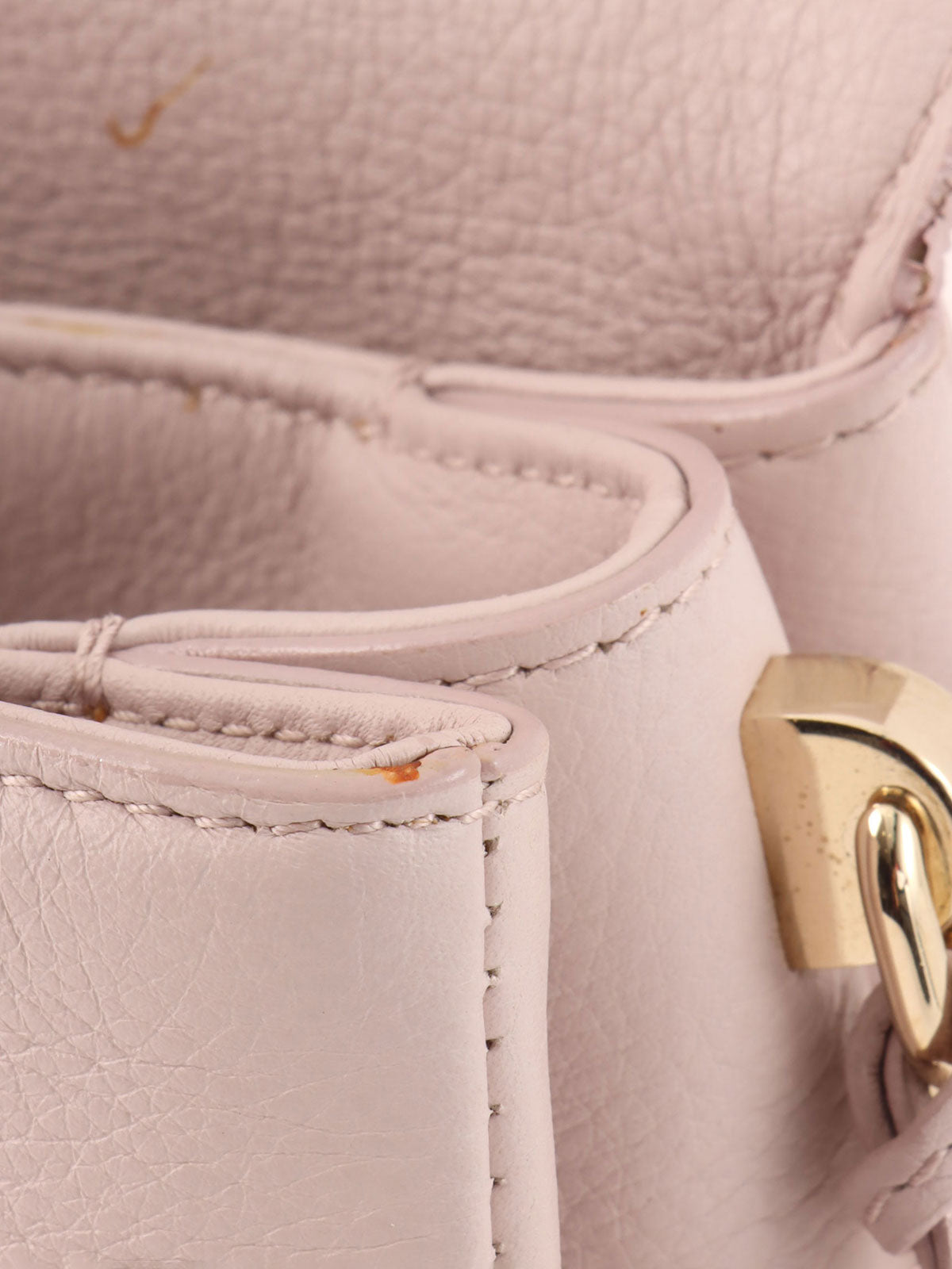 Leather logo plate chain shoulder bag in baby pink