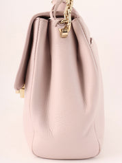Leather logo plate chain shoulder bag in baby pink