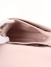 Leather logo plate chain shoulder bag in baby pink