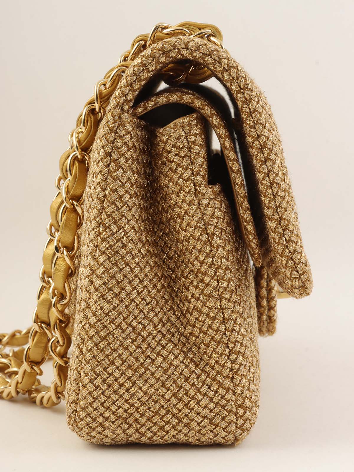 2014 Raffia Classic Flap Chain Bag 25cm Gold