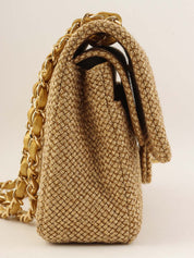2014 Raffia Classic Flap Chain Bag 25cm Gold