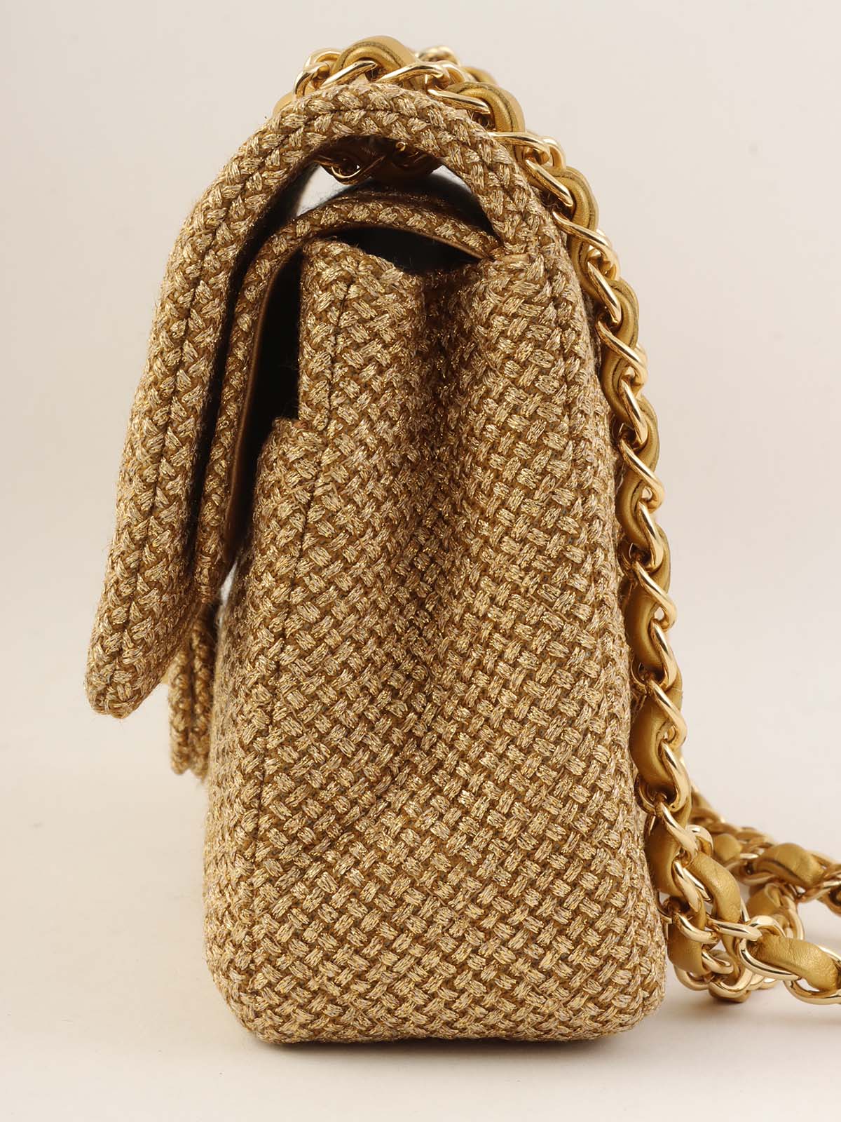 2014 Raffia Classic Flap Chain Bag 25cm Gold