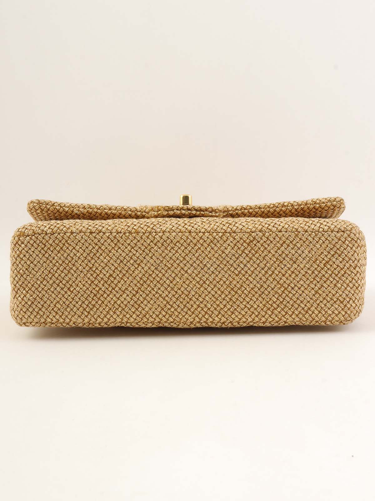 2014 Raffia Classic Flap Chain Bag 25cm Gold