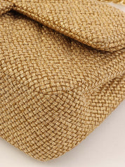 2014 Raffia Classic Flap Chain Bag 25cm Gold