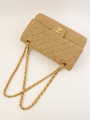 2014 Raffia Classic Flap Chain Bag 25cm Gold
