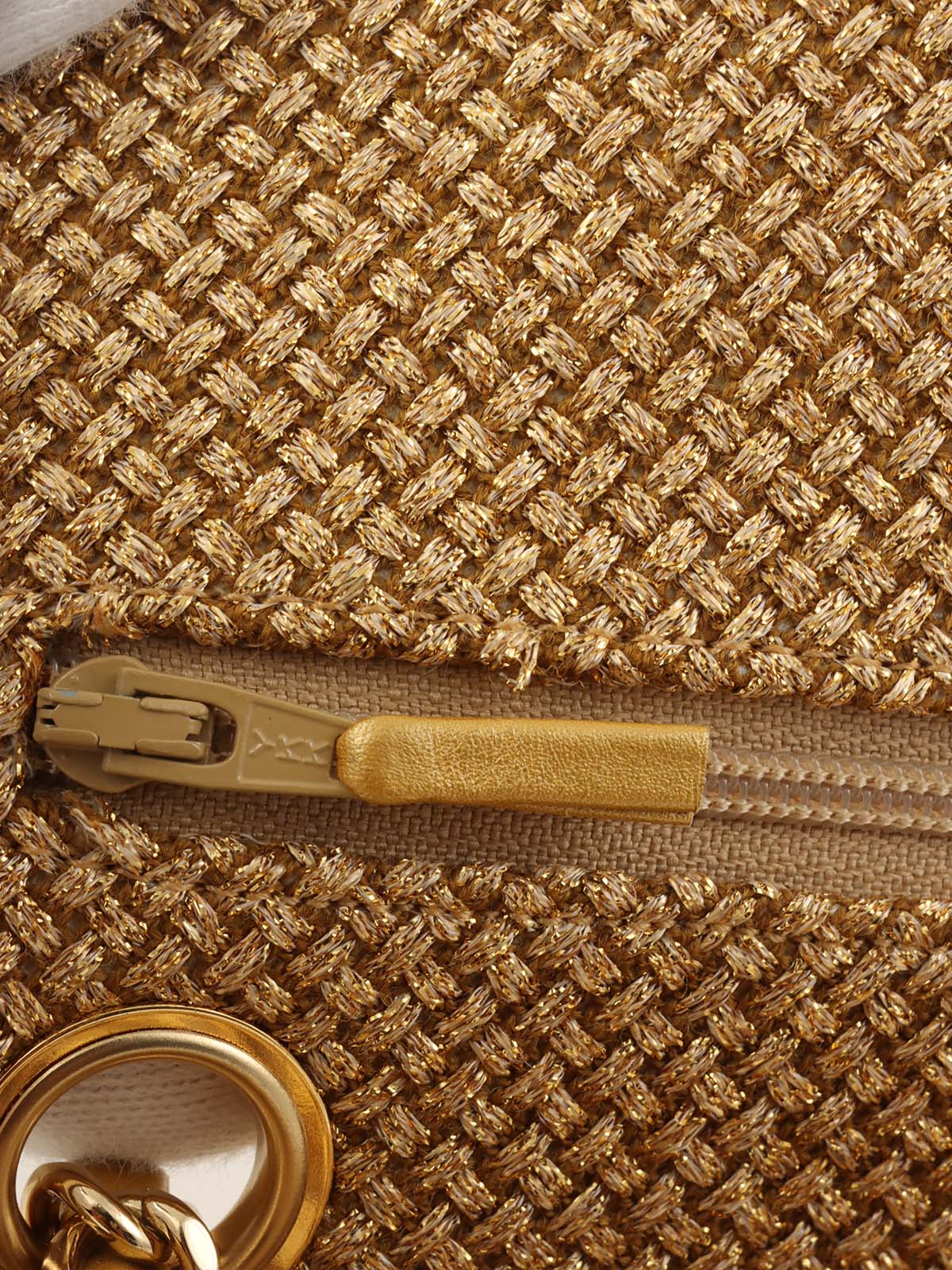 2014 Raffia Classic Flap Chain Bag 25cm Gold