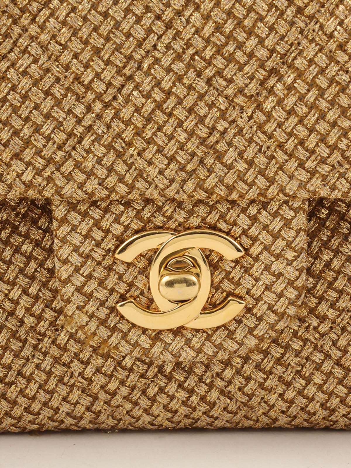 2014 Raffia Classic Flap Chain Bag 25cm Gold