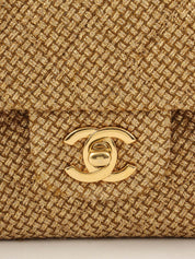 2014 Raffia Classic Flap Chain Bag 25cm Gold