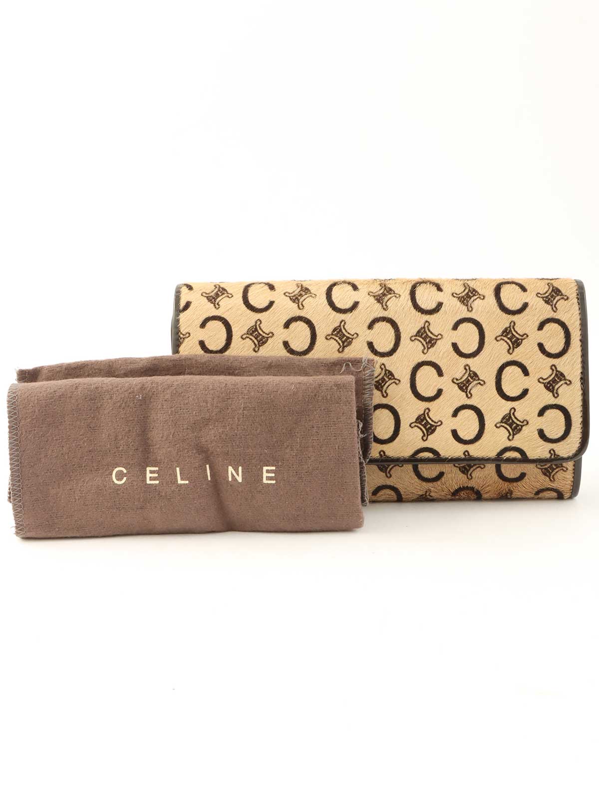 Harako C Macadam Pattern Long Wallet Beige/Brown