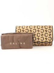 Harako C Macadam Pattern Long Wallet Beige/Brown