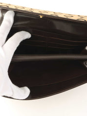 ハラコCマカダムパターンロングウォレット ベージュ/ブラウン