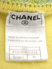 2001年製 カシミアCCマークプレートノースリーブニット イエロー/ライムグリーン