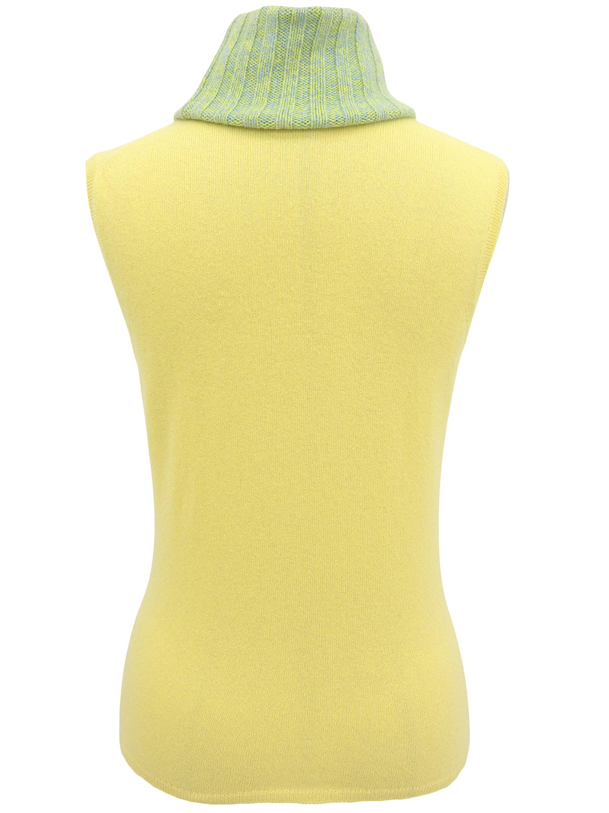 2001年製 カシミアCCマークプレートノースリーブニット イエロー/ライムグリーン