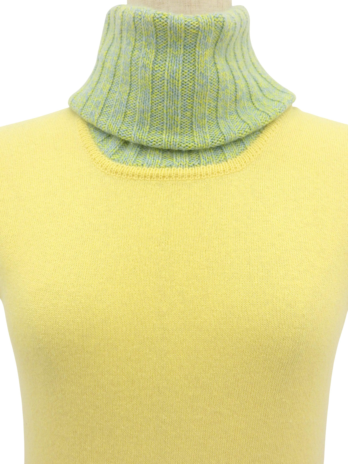 2001年製 カシミヤCCマークプレートノースリーブニット イエロー/ライムグリーン