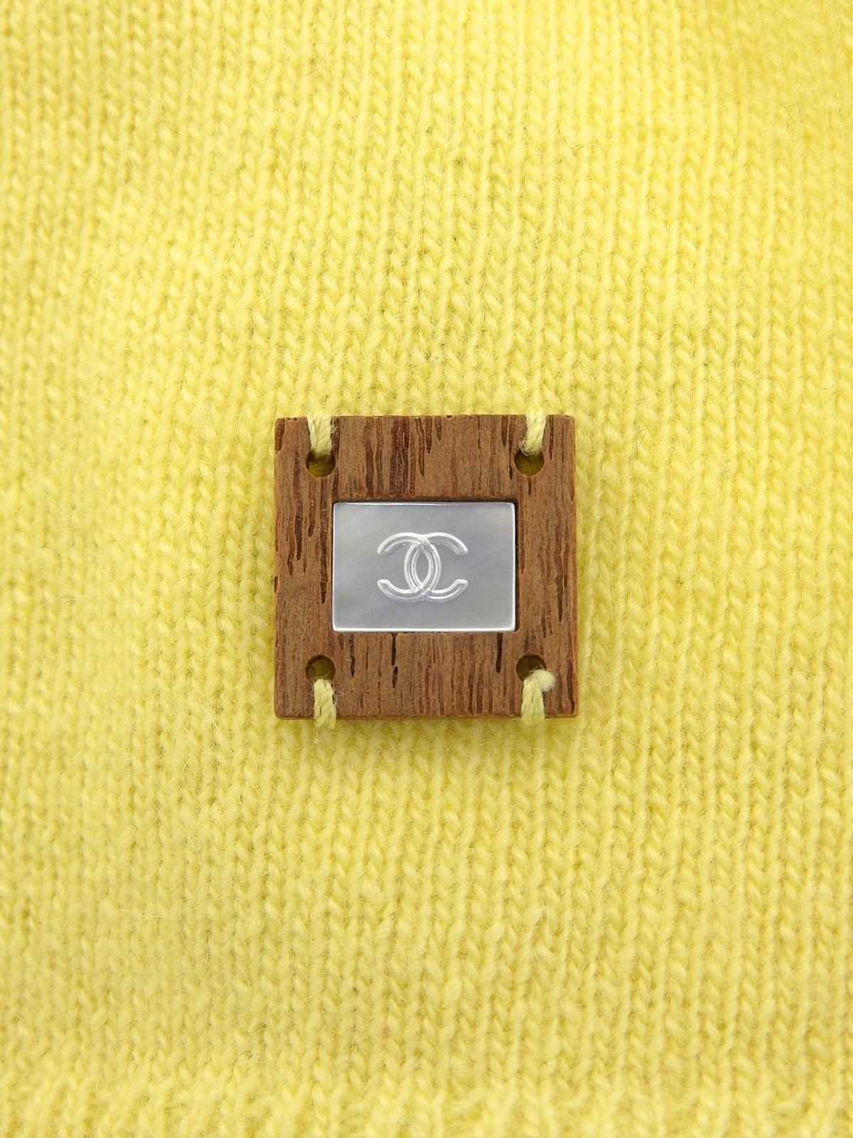 2001年製 カシミヤCCマークプレートノースリーブニット イエロー/ライムグリーン