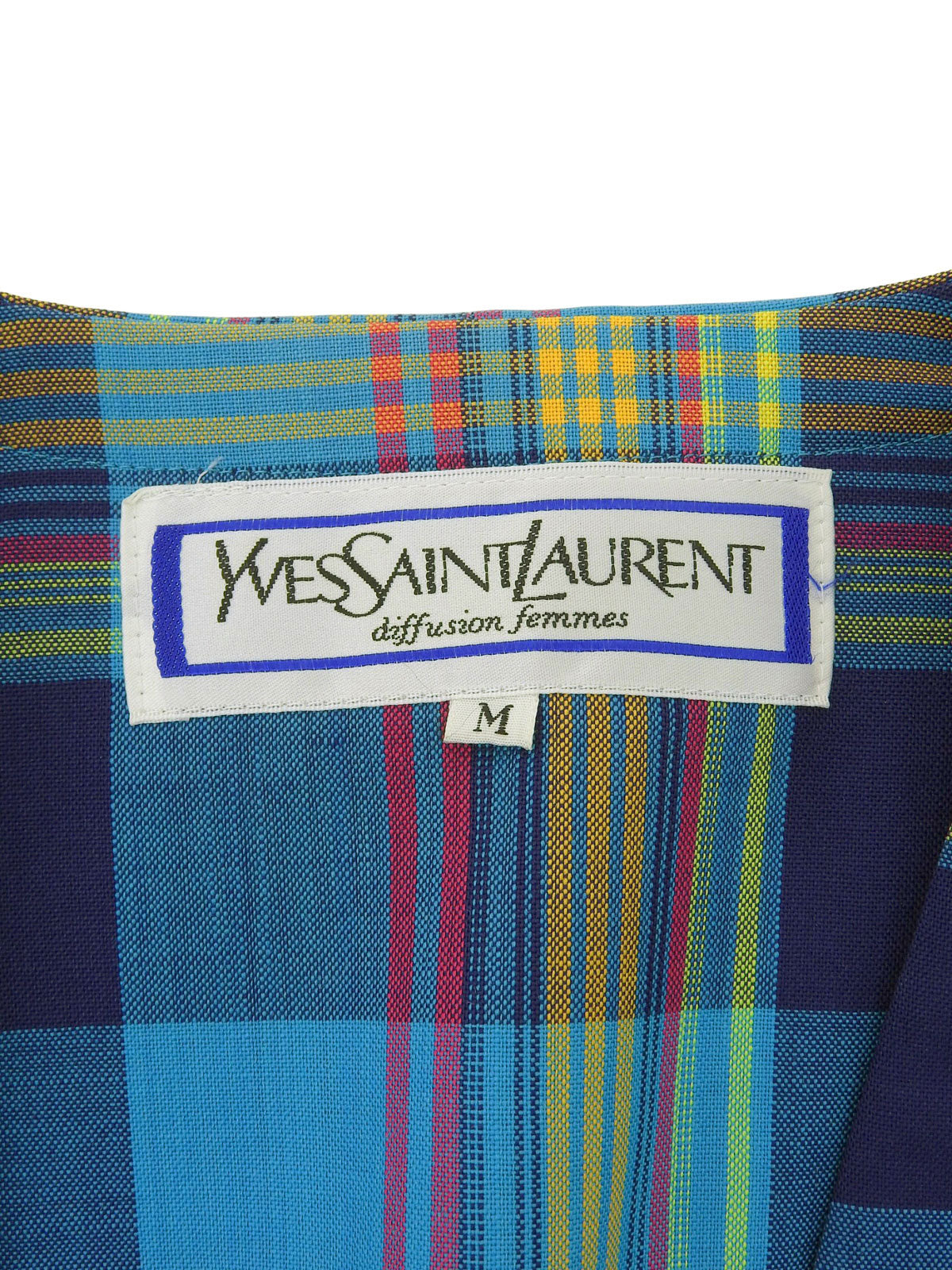 ウールチェックパターンノーカラージャケット ライトブルー/マルチ