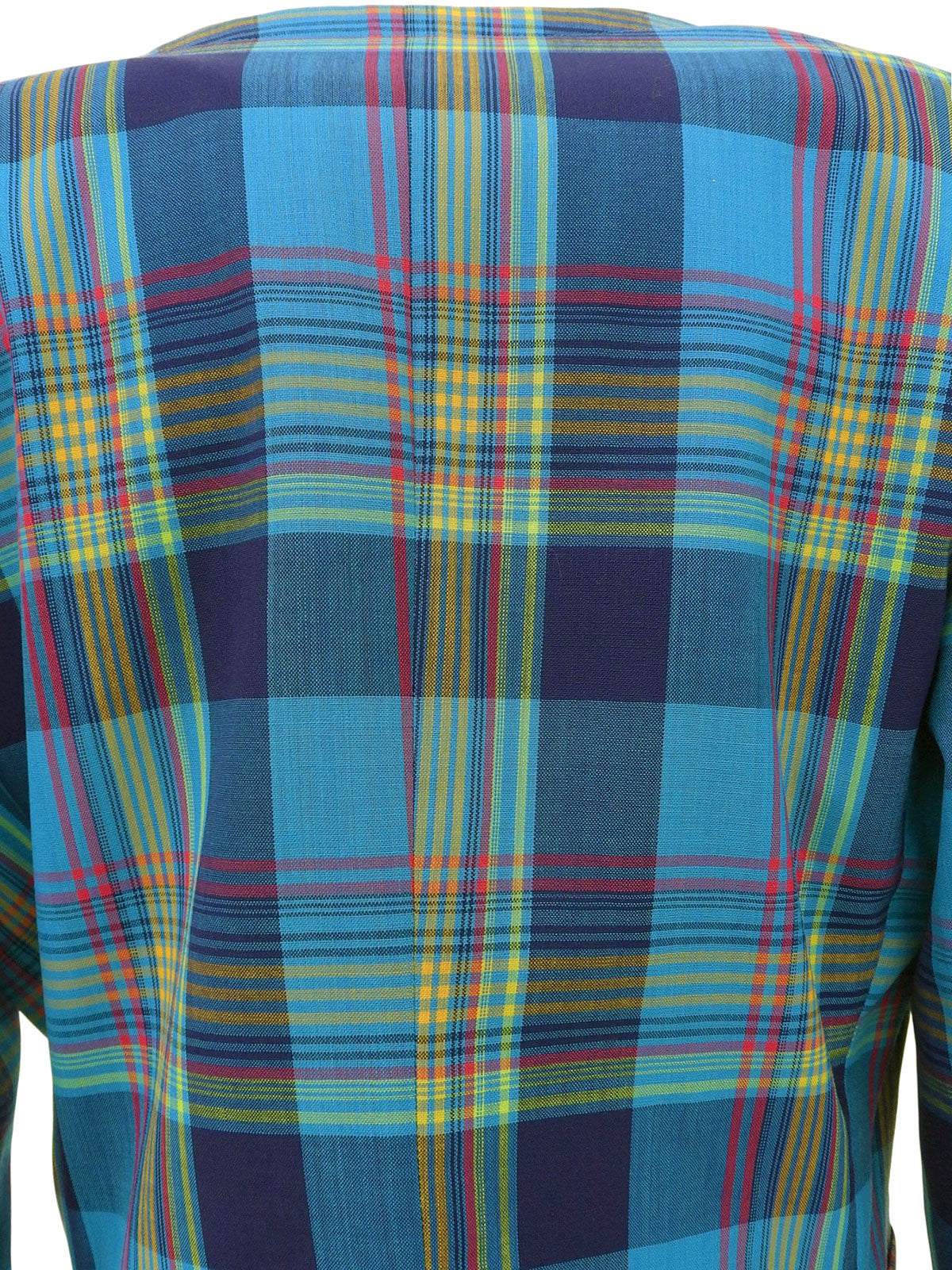 ウールチェックパターンノーカラージャケット ライトブルー/マルチ