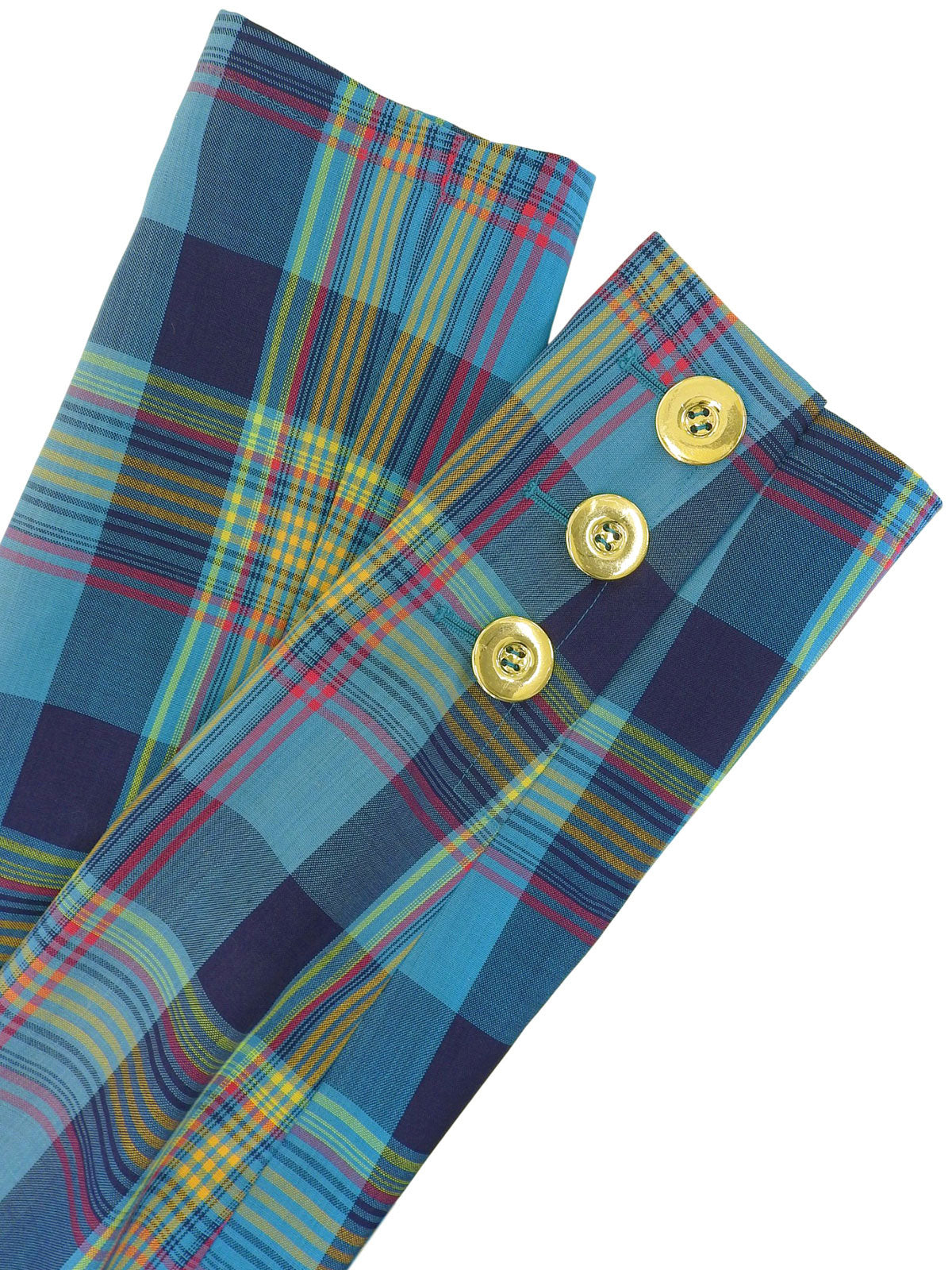 ウールチェックパターンノーカラージャケット ライトブルー/マルチ