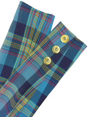 ウールチェックパターンノーカラージャケット ライトブルー/マルチ