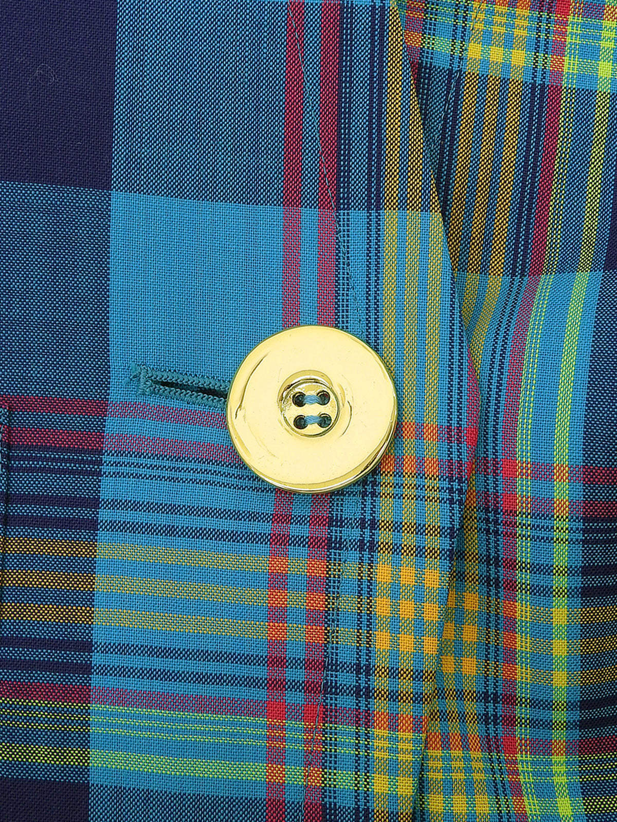 ウールチェックパターンノーカラージャケット ライトブルー/マルチ