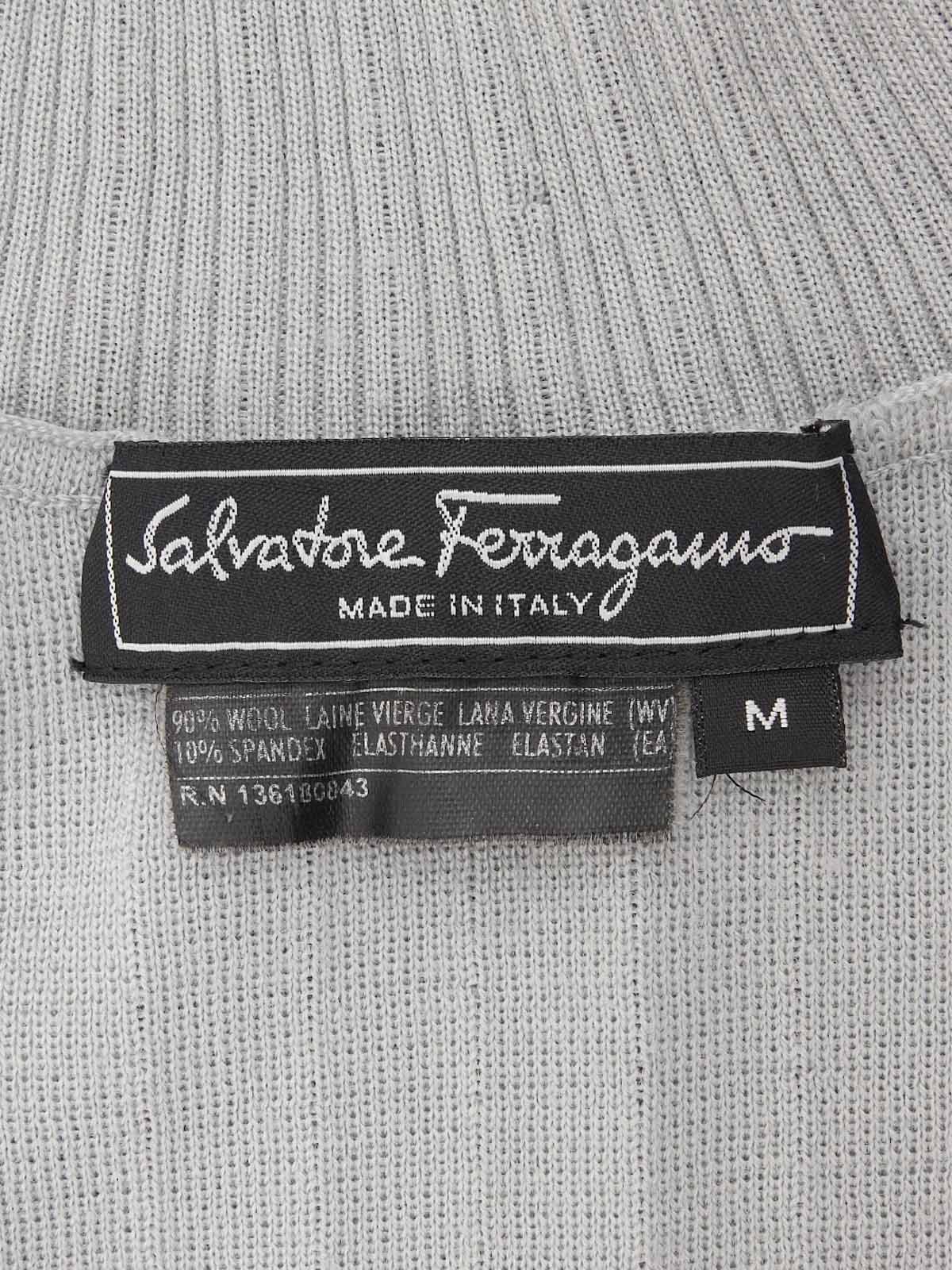 灰色高领 Gancini Plate 无袖针织上衣