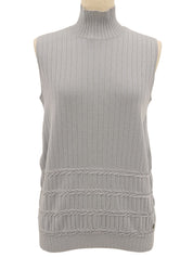 灰色高领 Gancini Plate 无袖针织上衣