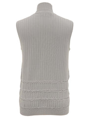 ハイネックガンチーニプレートノースリーブニットトップス グレー