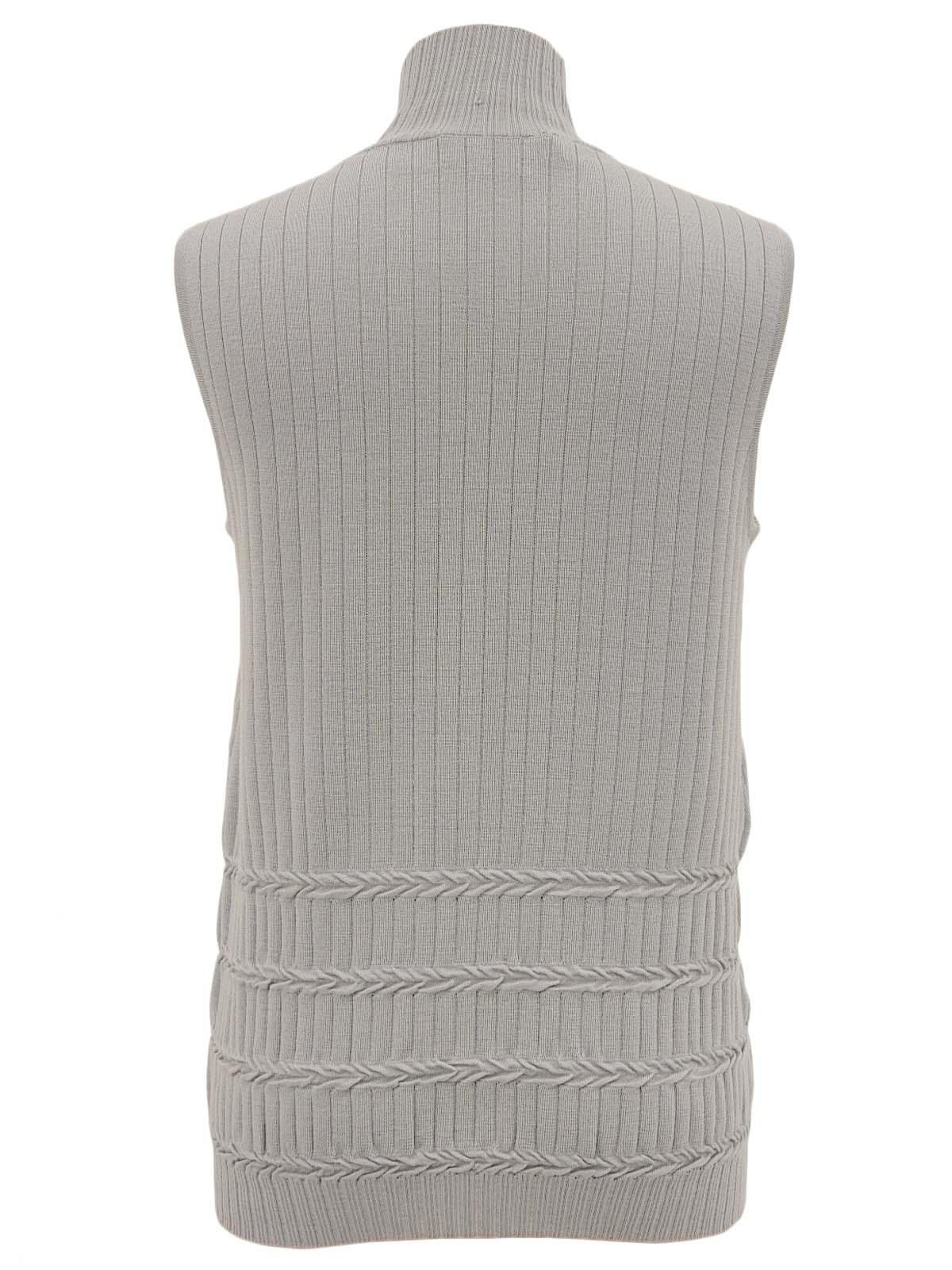 灰色高领 Gancini Plate 无袖针织上衣
