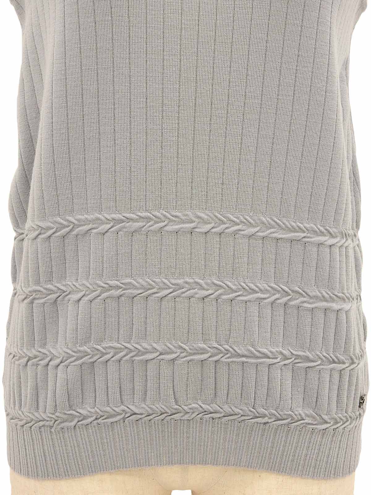 灰色高领 Gancini Plate 无袖针织上衣