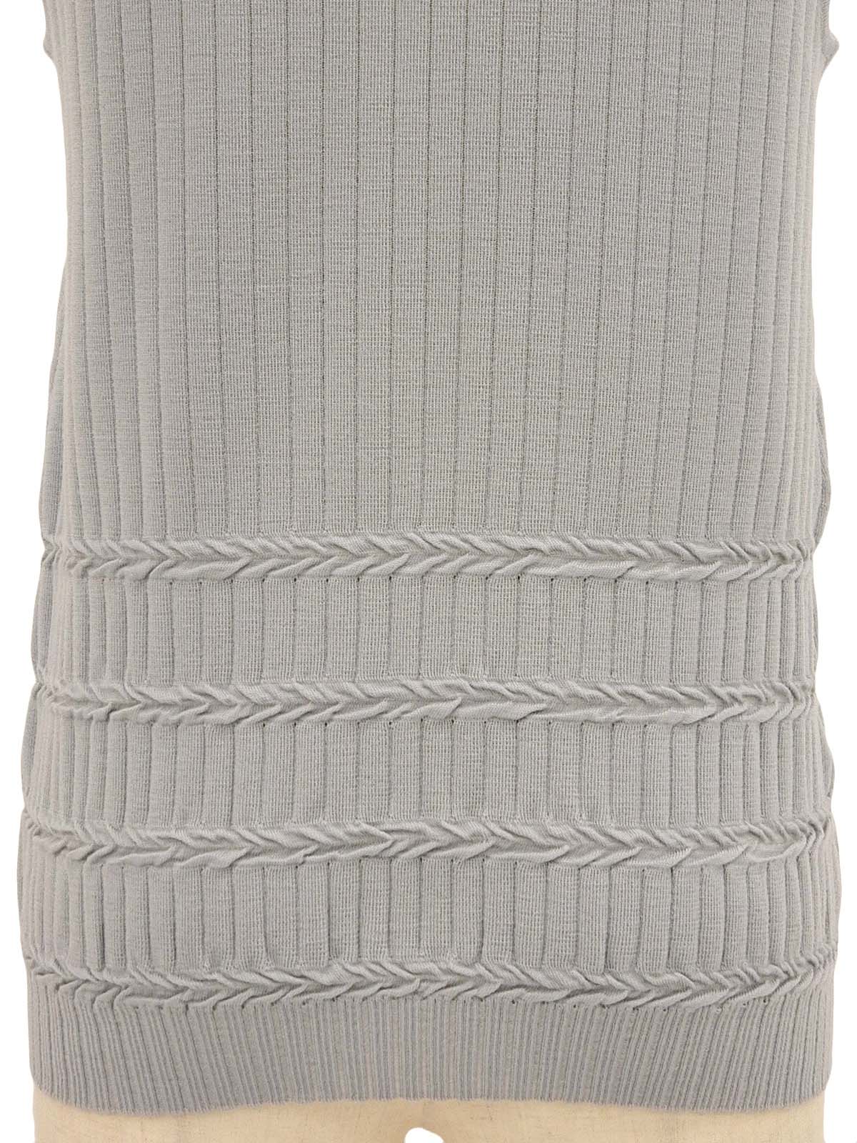 ハイネックガンチーニプレートノースリーブニットトップス グレー