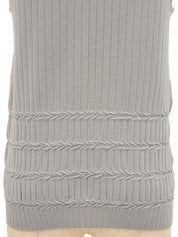 ハイネックガンチーニプレートノースリーブニットトップス グレー