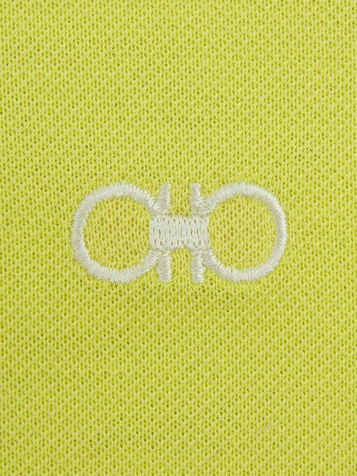 Gancini 刺绣半拉链 polo 衫，亮黄色