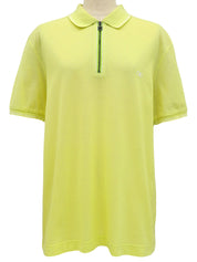 Gancini embroidered half-zip polo shirt in lime yellow
