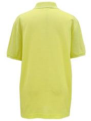 Gancini embroidered half-zip polo shirt in lime yellow