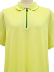 Gancini embroidered half-zip polo shirt in lime yellow