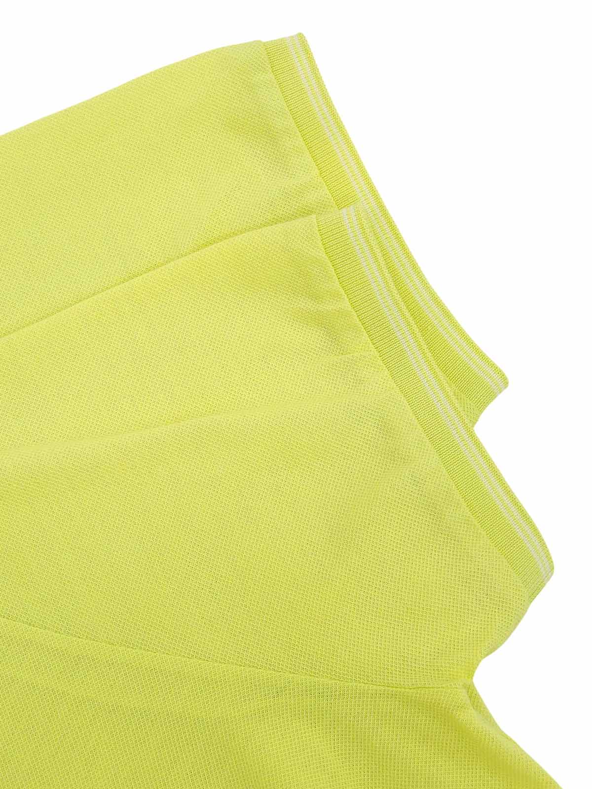 Gancini embroidered half-zip polo shirt in lime yellow