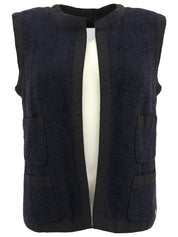 バイカラースクエアロゴプレートベスト ネイビー/ブラック